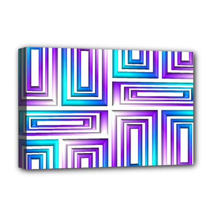 Geometric 3d Metallic Aqua Purple Deluxe Canvas 18  x 12  