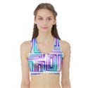 Geometric 3d Metallic Aqua Purple Sports Bra with Border View1