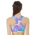 Geometric 3d Metallic Aqua Purple Sports Bra with Border View2