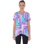 Geometric 3d Metallic Aqua Purple Cut Out Side Drop Tee