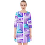 Geometric 3d Metallic Aqua Purple Smock Dress