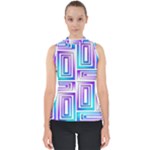 Geometric 3d Metallic Aqua Purple Shell Top