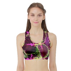 Plant Purple Green Leaves Garden Sports Bra With Border