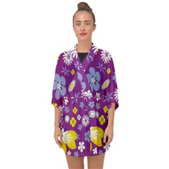 Floral Flowers Half Sleeve Chiffon Kimono