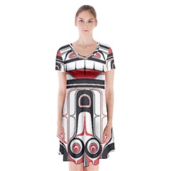 Ethnic Traditional Art Short Sleeve V-neck Flare Dress by Sapixe