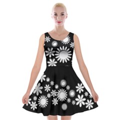 Flower Power Flowers Ornament Velvet Skater Dresses by Sapixe