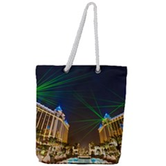 Galaxy Hotel Macau Cotai Laser Beams At Night Full Print Rope Handle Tote (large) by Sapixe