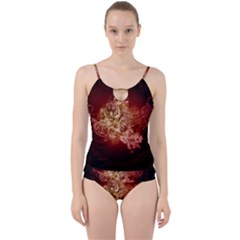 Wonderful Tiger With Flowers And Grunge Cut Out Top Tankini Set by FantasyWorld7