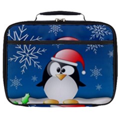 Happy Holidays Christmas Card With Penguin Full Print Lunch Bag by Sapixe