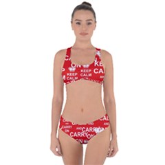 Keep Calm And Carry On Criss Cross Bikini Set by Sapixe