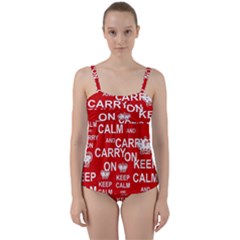 Keep Calm And Carry On Twist Front Tankini Set by Sapixe