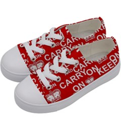 Keep Calm And Carry On Kids  Low Top Canvas Sneakers by Sapixe