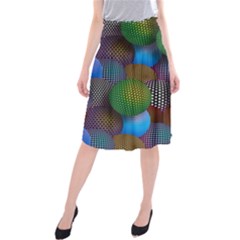 Multicolored Patterned Spheres 3d Midi Beach Skirt by Sapixe