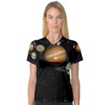 Outer Space Planets Solar System V-Neck Sport Mesh Tee