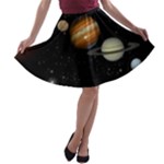 Outer Space Planets Solar System A-line Skater Skirt