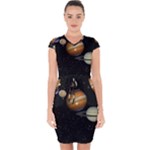 Outer Space Planets Solar System Capsleeve Drawstring Dress 