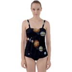 Outer Space Planets Solar System Twist Front Tankini Set