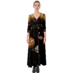 Outer Space Planets Solar System Button Up Boho Maxi Dress