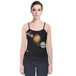 Outer Space Planets Solar System Velvet Spaghetti Strap Top