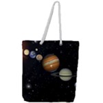 Outer Space Planets Solar System Full Print Rope Handle Tote (Large)