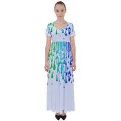 Paint Drops Artistic High Waist Short Sleeve Maxi Dress