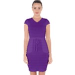 Pattern Violet Purple Background Capsleeve Drawstring Dress 