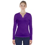 Pattern Violet Purple Background V-Neck Long Sleeve Top