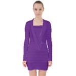 Pattern Violet Purple Background V-neck Bodycon Long Sleeve Dress