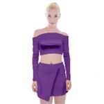Pattern Violet Purple Background Off Shoulder Top with Mini Skirt Set