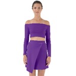 Pattern Violet Purple Background Off Shoulder Top with Skirt Set