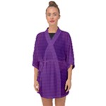 Pattern Violet Purple Background Half Sleeve Chiffon Kimono