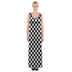 Checker Black And White Maxi Thigh Split Dress by jumpercat