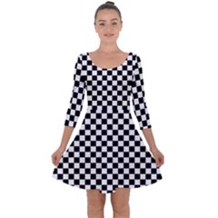 Checker Black And White Quarter Sleeve Skater Dress by jumpercat