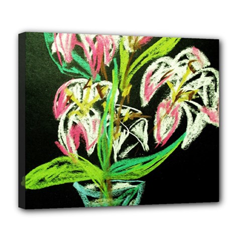 Dscf1389 - Lillies In The Vase Deluxe Canvas 24  X 20   by bestdesignintheworld