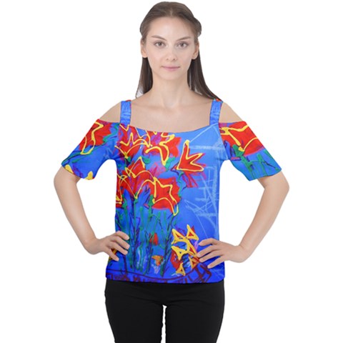 Dscf1433 - Red Lillies Cutout Shoulder Tee by bestdesignintheworld