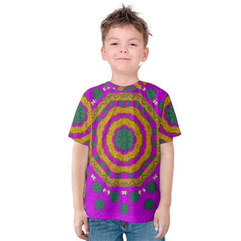 Peacock Flowers Ornate Decorative Happiness Kids  Cotton Tee by pepitasart