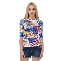 United States Of America Usa  Images Independence Day Quarter Sleeve Raglan Tee