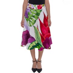 Vector Pattern Tropical Perfect Length Midi Skirt