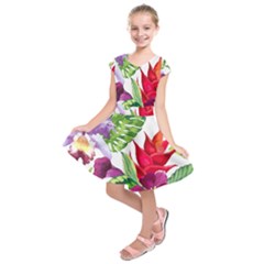 Vector Pattern Tropical Kids  Short Sleeve Dress