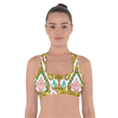 Traditional Thai Style Painting Cross Back Sports Bra by Sapixe
