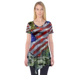 Usa United States Of America Images Independence Day Short Sleeve Tunic  by Sapixe