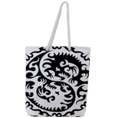 Ying Yang Tattoo Full Print Rope Handle Tote (large) by Sapixe