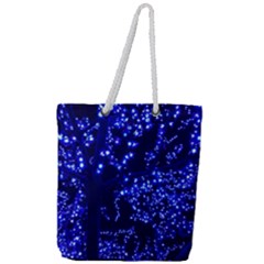 Lights Blue Tree Night Glow Full Print Rope Handle Tote (large) by Sapixe