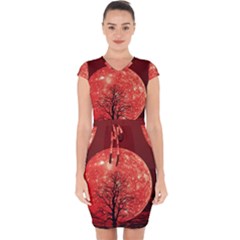 The Background Red Moon Wallpaper Capsleeve Drawstring Dress  by Sapixe