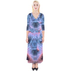 Sacred Geometry Mandelbrot Fractal Quarter Sleeve Wrap Maxi Dress by Sapixe