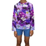 Graphic Background Pansy Easter Kids  Long Sleeve Swimwear