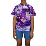 Graphic Background Pansy Easter Kids  Short Sleeve Swimwear