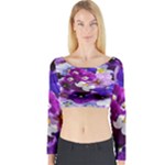 Graphic Background Pansy Easter Long Sleeve Crop Top