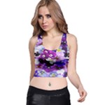 Graphic Background Pansy Easter Racer Back Crop Top