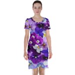 Graphic Background Pansy Easter Short Sleeve Nightdress